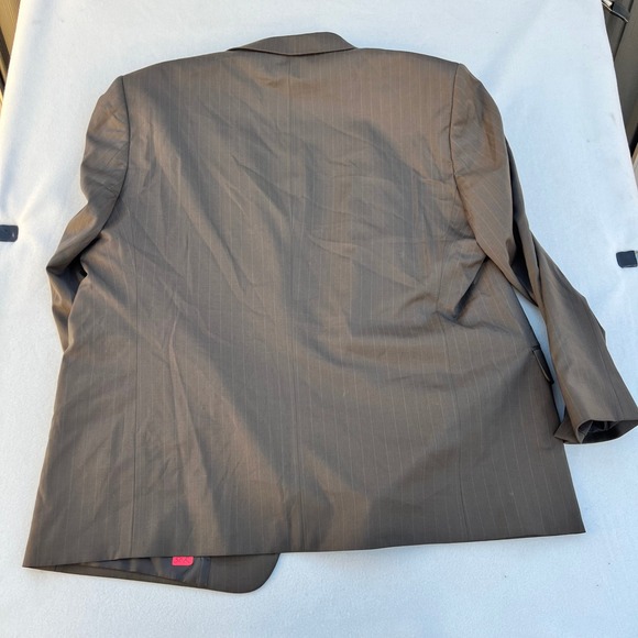 Henry Grethel Mens 58R Taupe Pinstripe Suit Jacket Blazer Comfort Ease System‎ - Picture 8 of 8